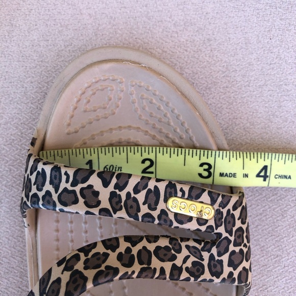 Crocs Patricia Tan Brown Leopard Wedge Slip On Sandals Women's Size 10 - Picture 12 of 13